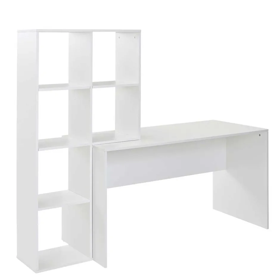 Schreibtisch mit Regal 6 Fächer in Weiß - Intora^Wohnen Outlet
