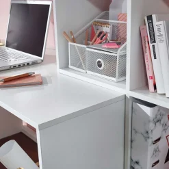 Schreibtisch mit Regal 6 Fächer in Weiß - Intora^Wohnen Outlet