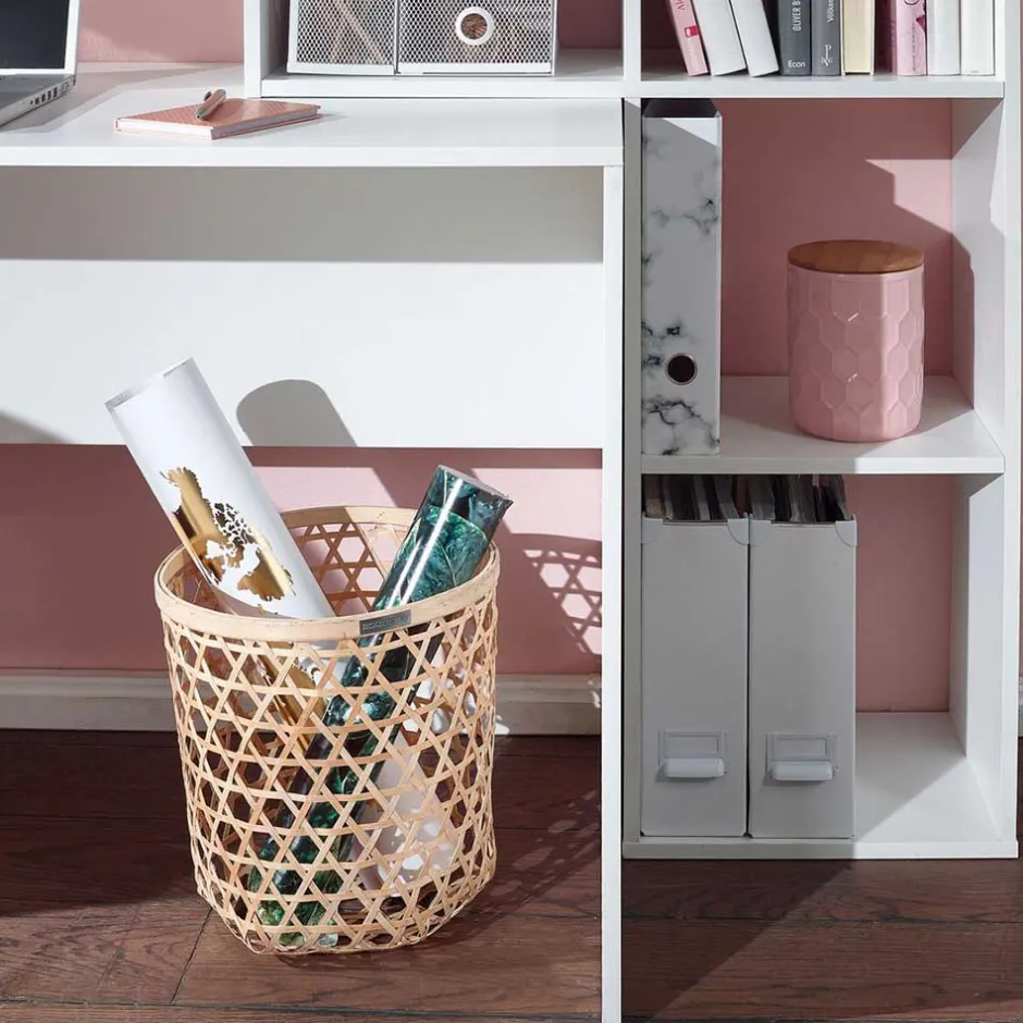 Schreibtisch mit Regal 6 Fächer in Weiß - Intora^Wohnen Outlet