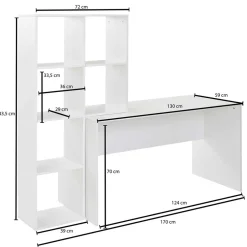 Schreibtisch mit Regal 6 Fächer in Weiß - Intora^Wohnen Outlet