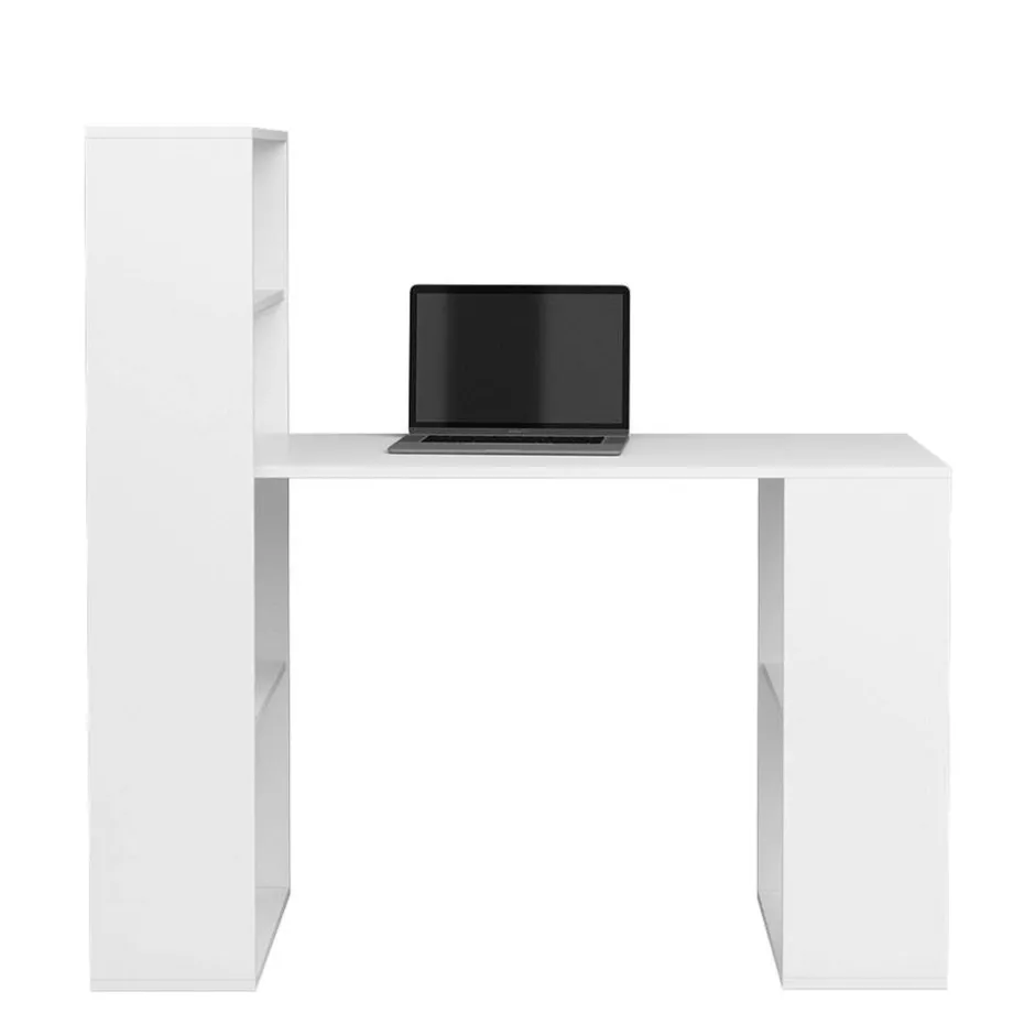 Wohnen Schreibtisch mit Regal in Weiß - Osicria
