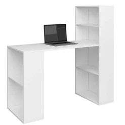 Wohnen Schreibtisch mit Regal in Weiß - Osicria
