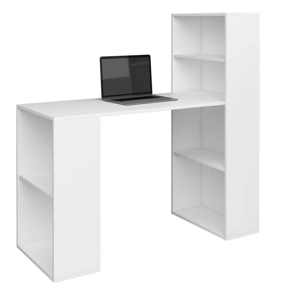 Wohnen Schreibtisch mit Regal in Weiß - Osicria