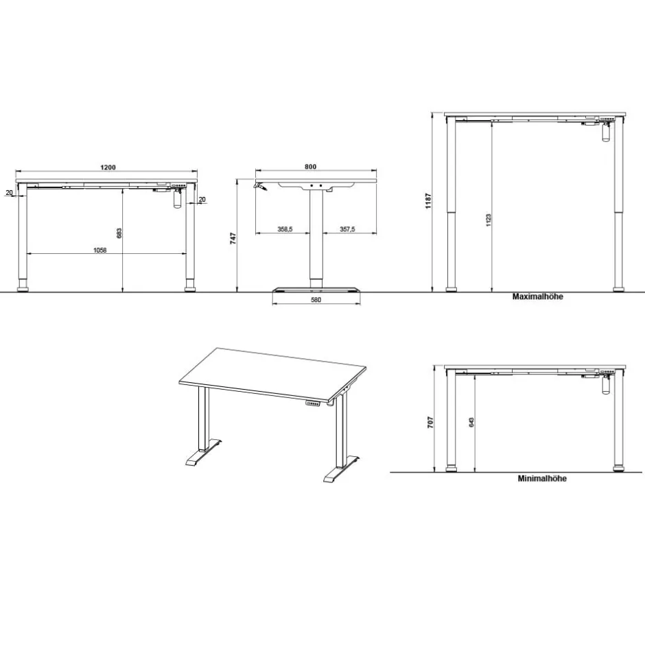 Wohnen Schreibtisch mit Rollcontainer Set - Chilena (zweiteilig)