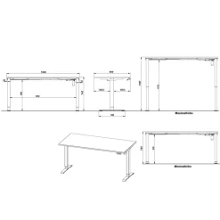 Wohnen Schreibtisch mit Rollcontainer Set - Chilena (zweiteilig)