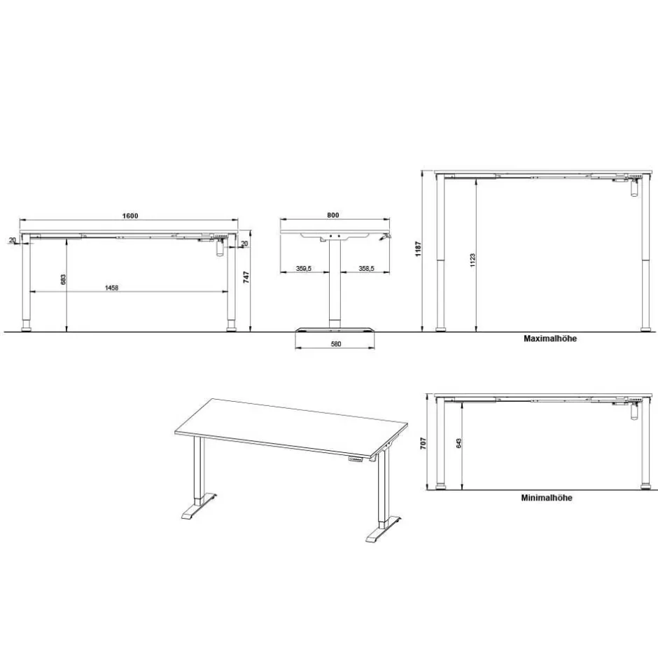 Wohnen Schreibtisch mit Rollcontainer Set - Chilena (zweiteilig)