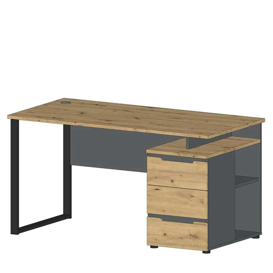 Schreibtisch mit Schubladen zweifarbig - Kuetra^Wohnen Clearance