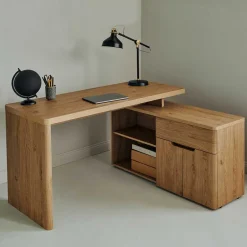 Schreibtisch mit Seitenregal in Eiche Optik - Abacho^Wohnen Hot