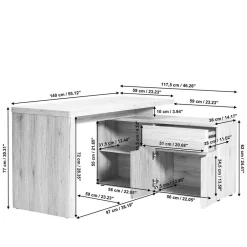 Schreibtisch mit Seitenregal in Eiche Optik - Abacho^Wohnen Hot