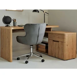 Schreibtisch mit Seitenregal in Eiche Optik - Abacho^Wohnen Hot