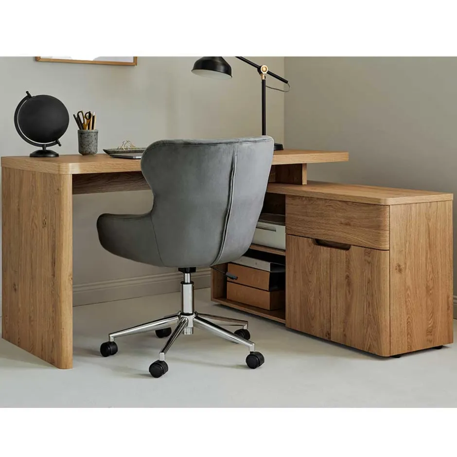 Schreibtisch mit Seitenregal in Eiche Optik - Abacho^Wohnen Hot
