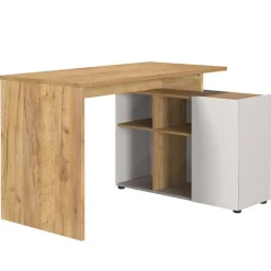 Wohnen Schreibtisch mit Seitenregal in Hellgrau - Chiron