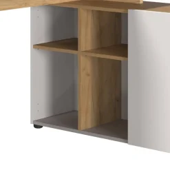 Wohnen Schreibtisch mit Seitenregal in Hellgrau - Chiron