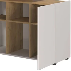 Wohnen Schreibtisch mit Seitenregal in Hellgrau - Chiron