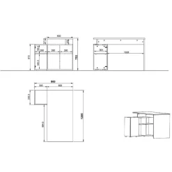 Wohnen Schreibtisch mit Seitenregal in Hellgrau - Chiron