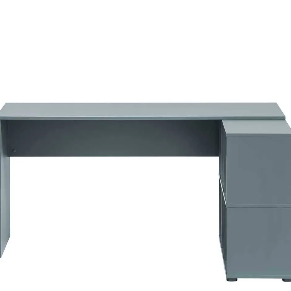 Wohnen Schreibtisch mit Seitenregal in Petrol Blau - Baiamare