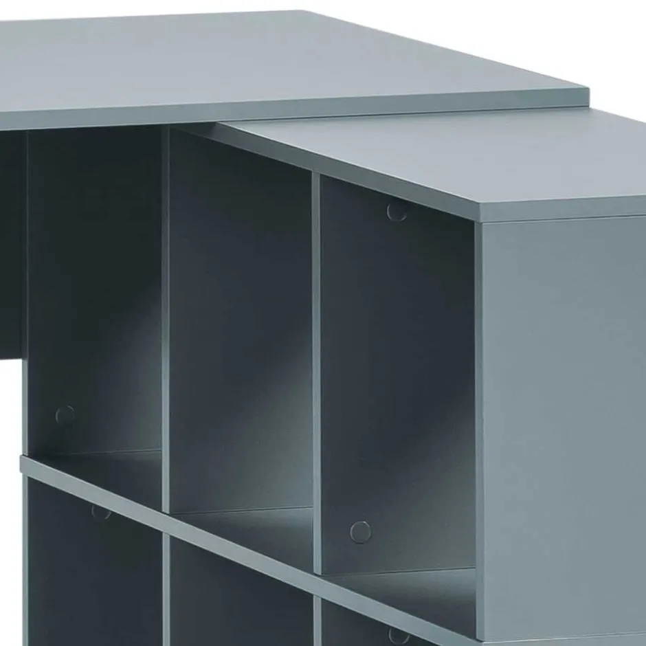 Wohnen Schreibtisch mit Seitenregal in Petrol Blau - Baiamare