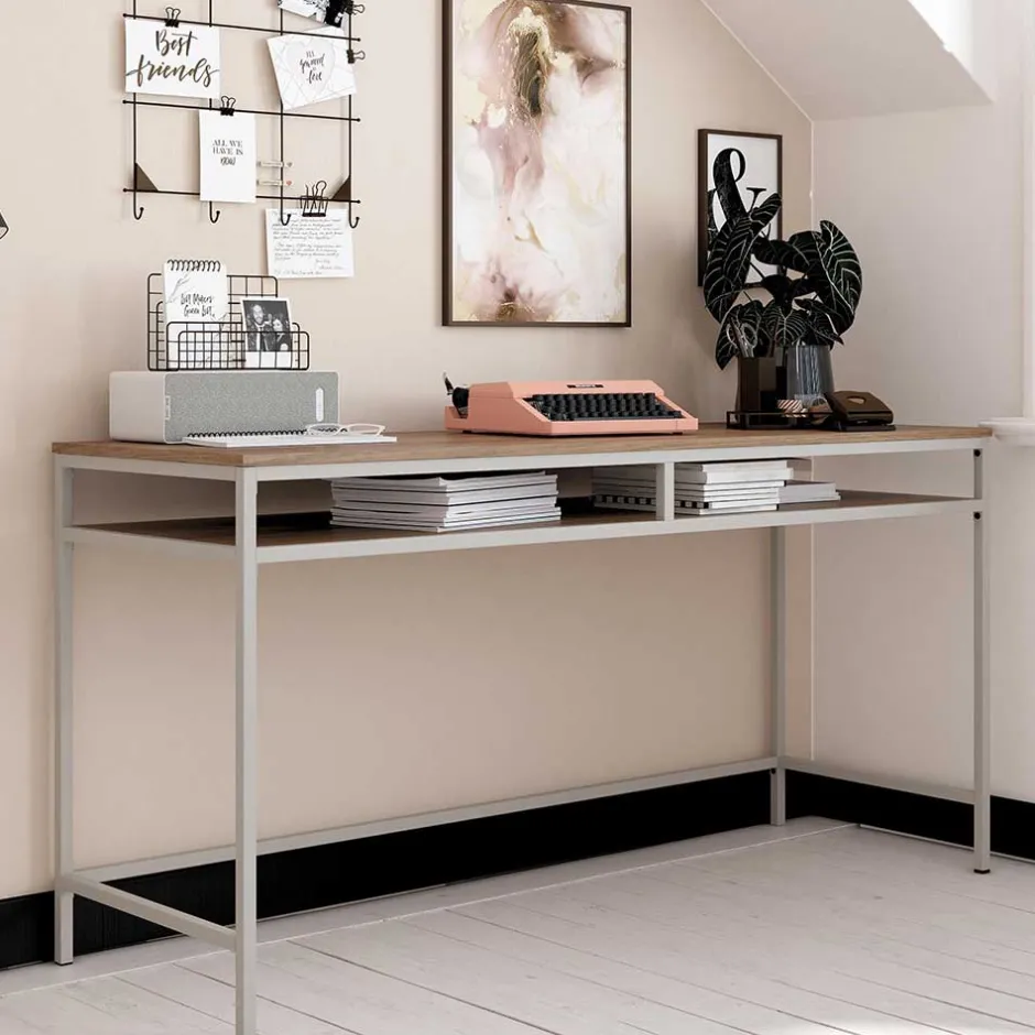 Wohnen Schreibtisch mit Staufach in Walnuss Optik - Streetline