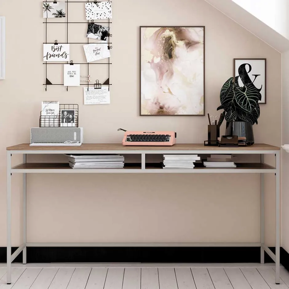 Wohnen Schreibtisch mit Staufach in Walnuss Optik - Streetline