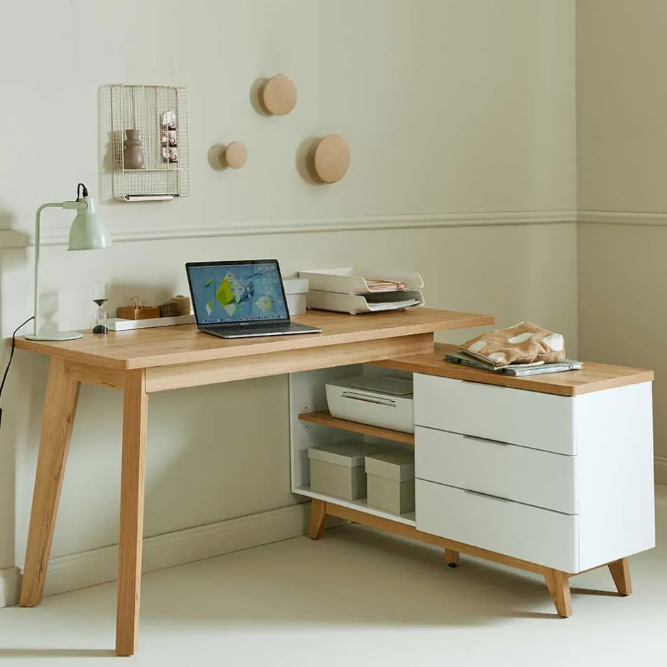 Wohnen Schreibtisch mit Stauraum als Eckausführung - Xuana