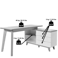 Wohnen Schreibtisch mit Stauraum als Eckausführung - Xuana