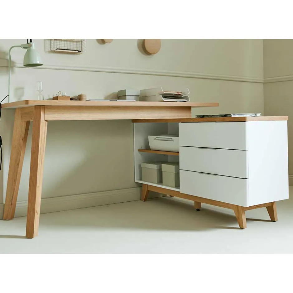 Wohnen Schreibtisch mit Stauraum als Eckausführung - Xuana