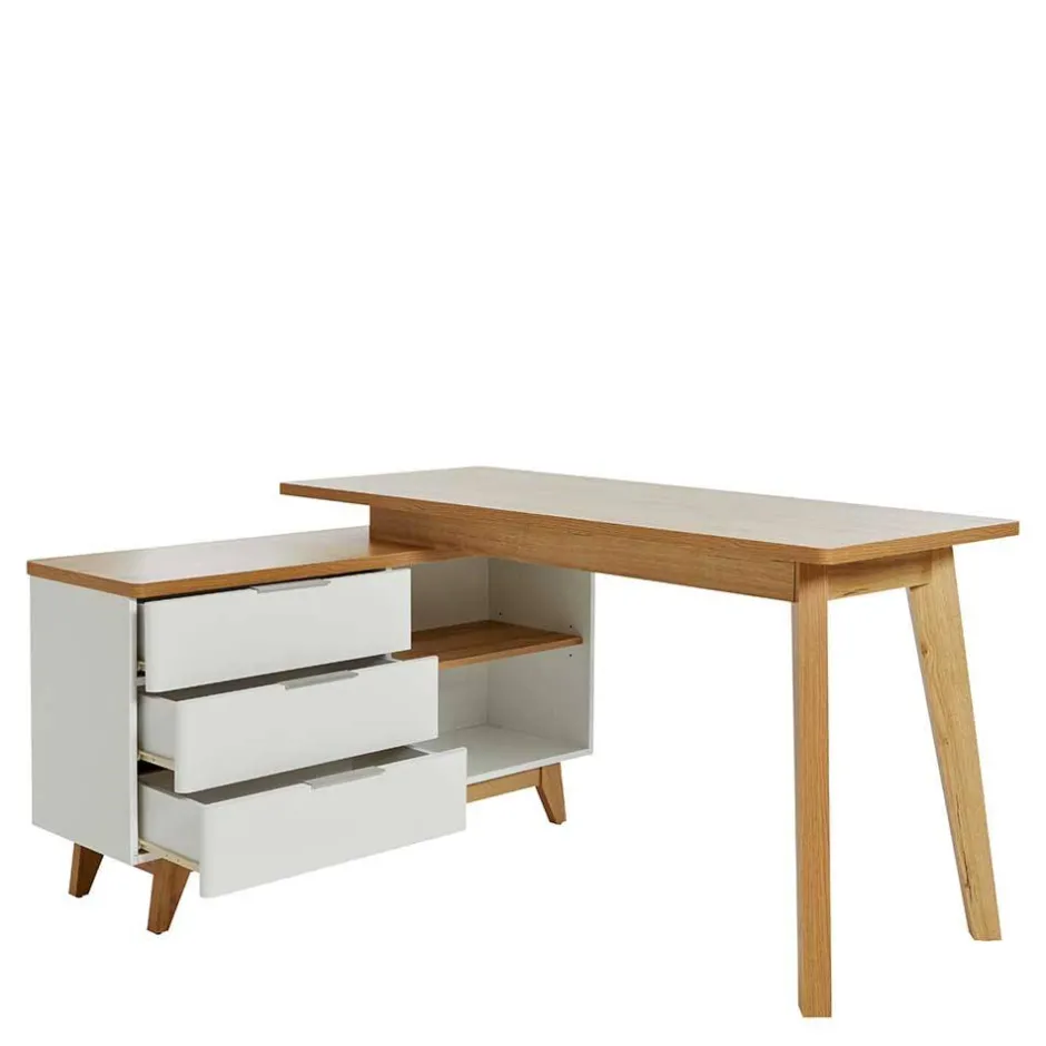 Wohnen Schreibtisch mit Stauraum als Eckausführung - Xuana