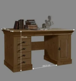 Schreibtisch Piatra aus Kiefer teilmassiv gelaugt und geölt^Wohnen Discount