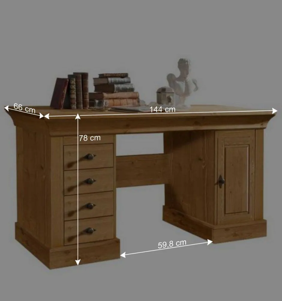 Schreibtisch Piatra aus Kiefer teilmassiv gelaugt und geölt^Wohnen Discount