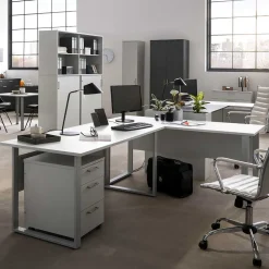 Wohnen Schreibtisch Winkelkombination Set - Bowsla (dreiteilig)