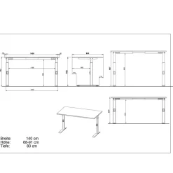 Wohnen Schreibtisch zum Sitzen und Stehen mit T Gestell - Stellario