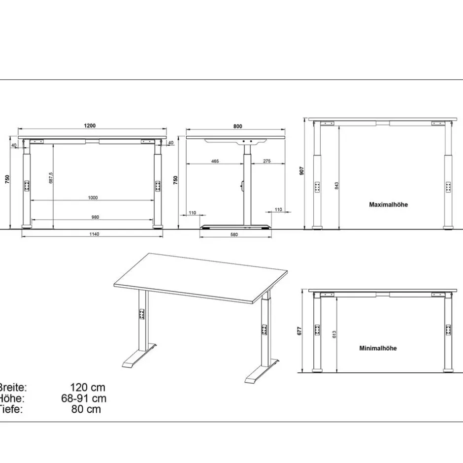 Wohnen Schreibtisch zum Sitzen und Stehen - Relaxes