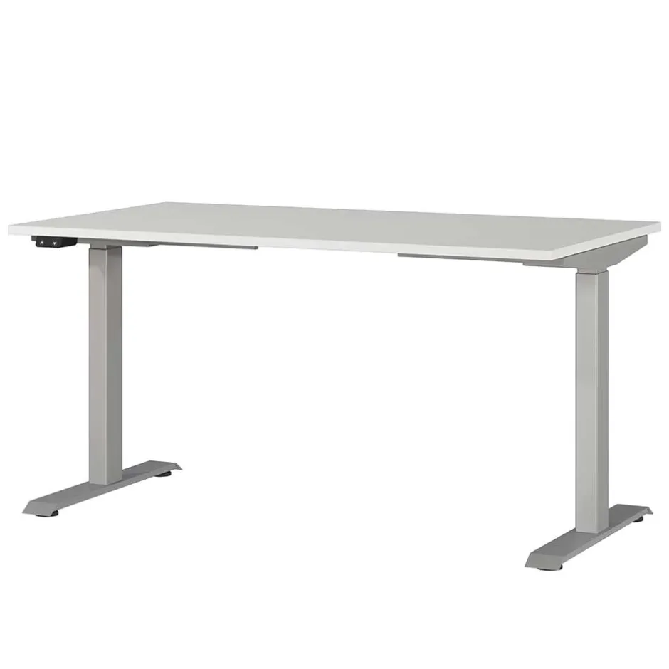 Wohnen Schreibtisch zum Sitzen und Stehen in Lichtgrau - Salko