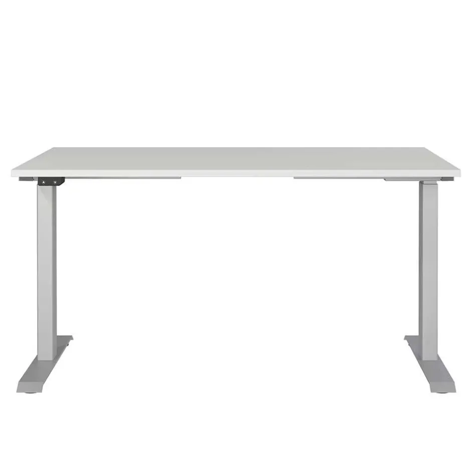 Wohnen Schreibtisch zum Sitzen und Stehen in Lichtgrau - Salko