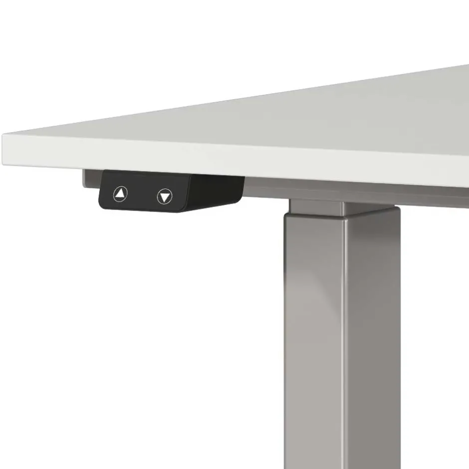 Wohnen Schreibtisch zum Sitzen und Stehen in Lichtgrau - Salko