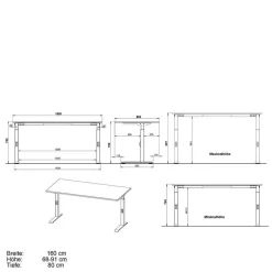 Wohnen Schreibtisch zum Sitzen und Stehen in Lichtgrau - Salko