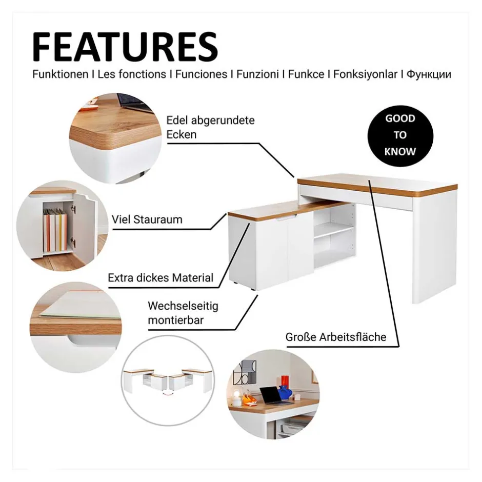 Wohnen Schreibtischkombination im Skandi Design - Xuana