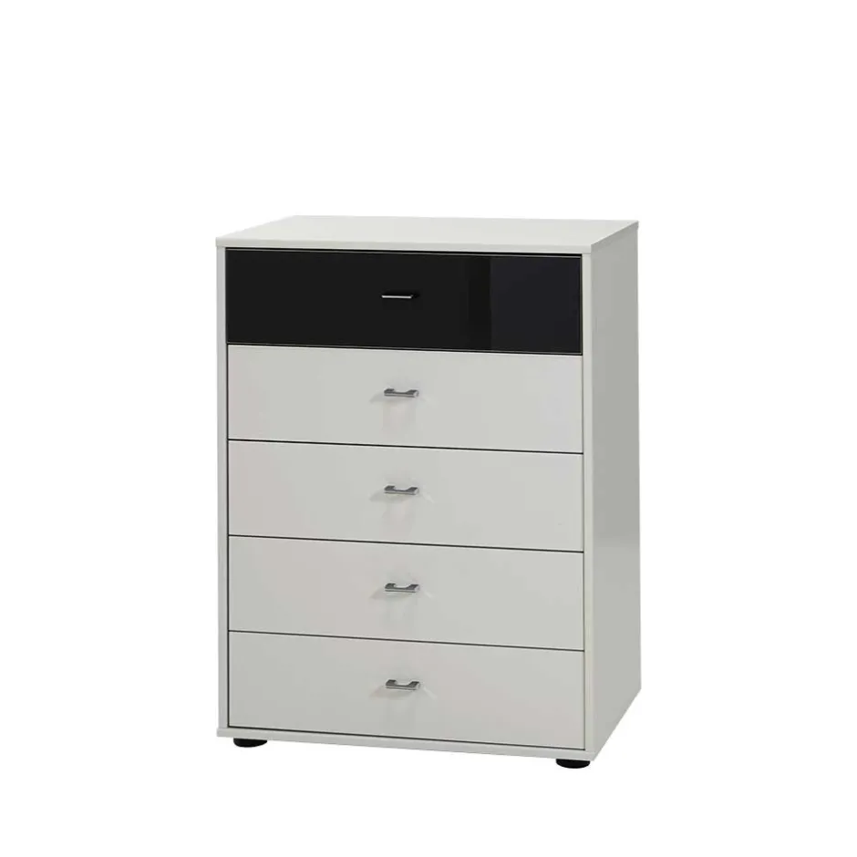 Schubkastenkommode Louisonna in Weiß Schwarz^Wohnen Online