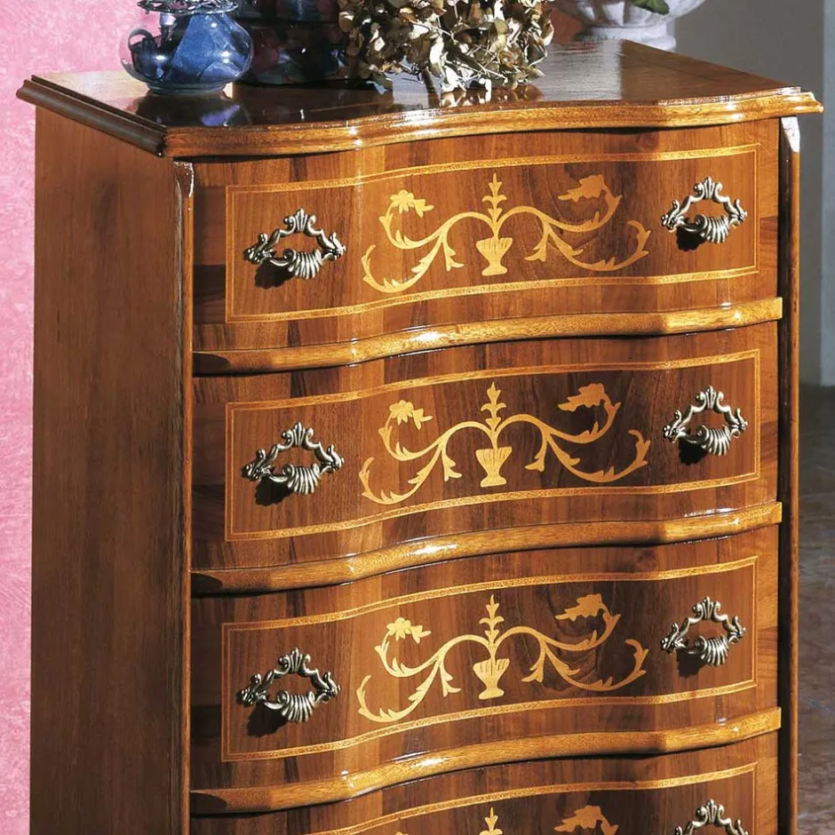 Wohnen Schubladen Kommode mit Bodenfreiheit Agosto in Nussbaum