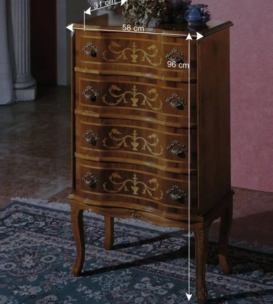 Wohnen Schubladen Kommode mit Bodenfreiheit Agosto in Nussbaum