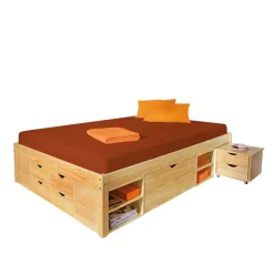 Wohnen Schubladenbett Oladrios aus Kiefer massiv (dreiteilig)