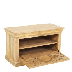 Schuhbank aus Mangoholz Sandfarben - Runiasa^Wohnen Sale