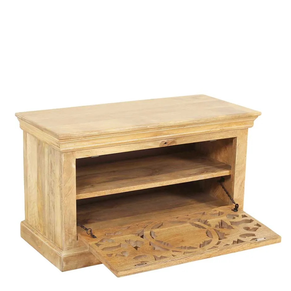 Schuhbank aus Mangoholz Sandfarben - Runiasa^Wohnen Sale