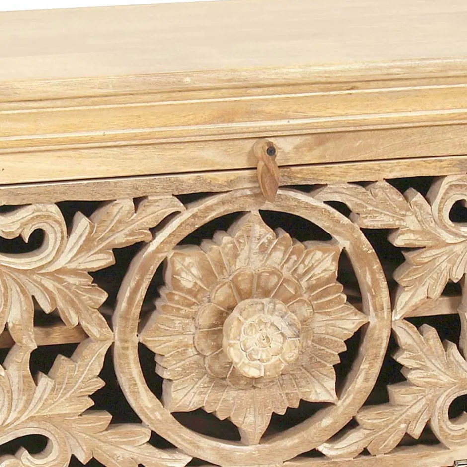 Schuhbank aus Mangoholz Sandfarben - Runiasa^Wohnen Sale