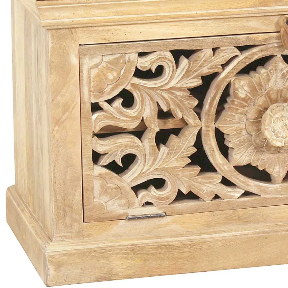 Schuhbank aus Mangoholz Sandfarben - Runiasa^Wohnen Sale