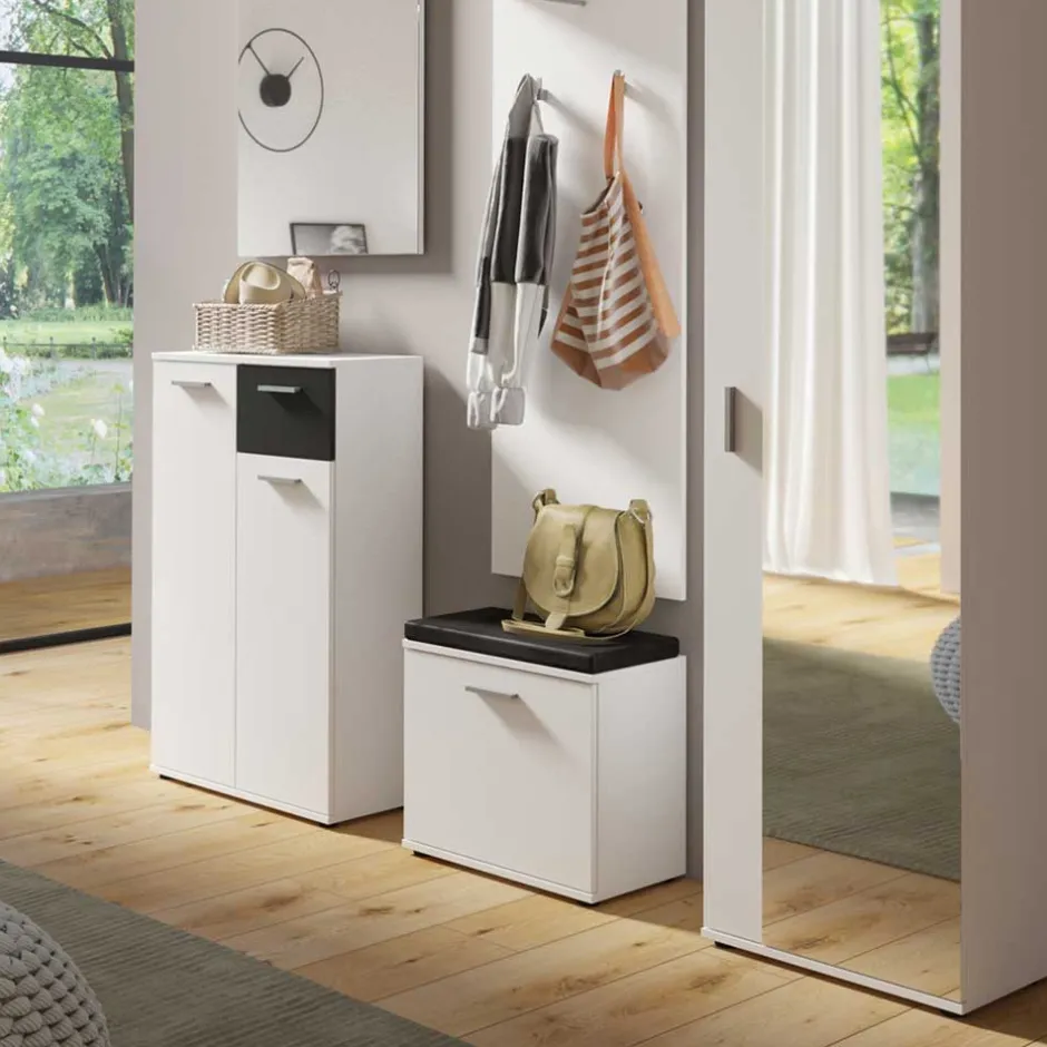 Wohnen Schuhbank in Weiß mit Schwarz - Massa