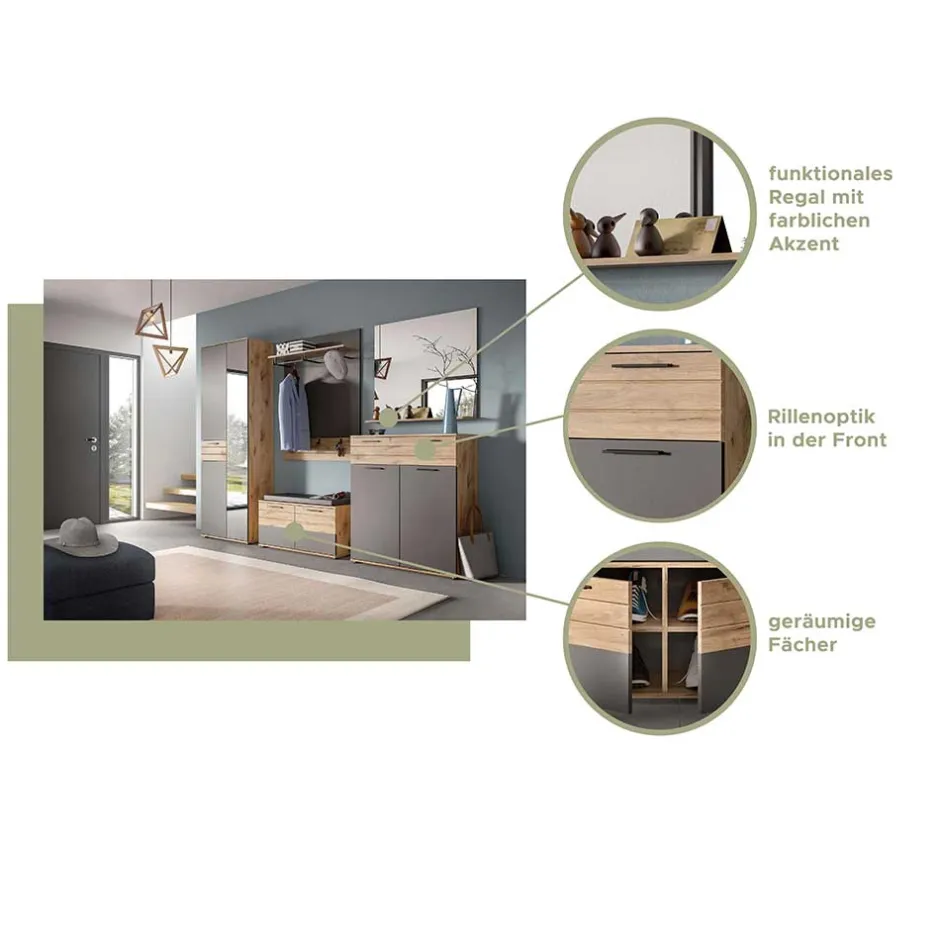 Schuhbank in Wildeiche & Grau 90 cm - Catamaron^Wohnen Best