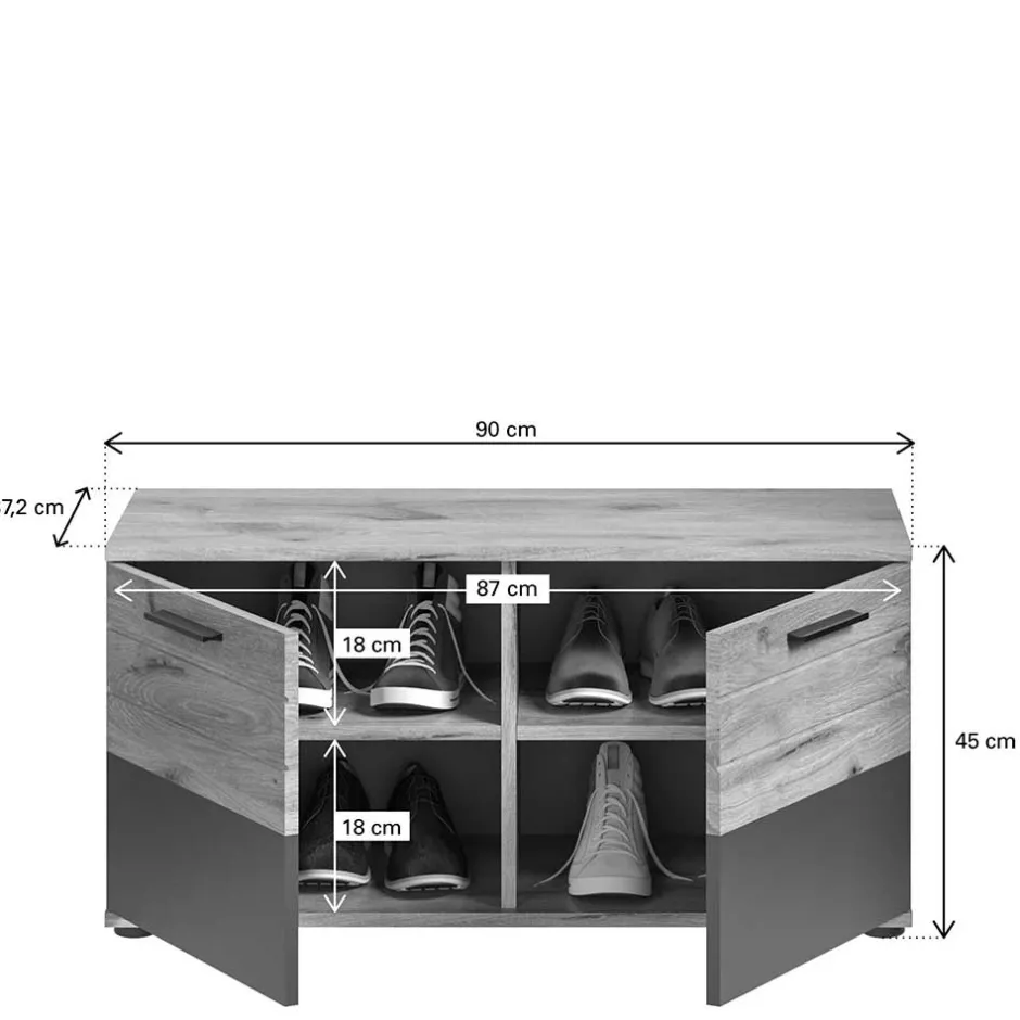 Schuhbank in Wildeiche & Grau 90 cm - Catamaron^Wohnen Best