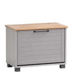 Wohnen Schuhbank mit Klappe in Platingrau & Eiche - Benja