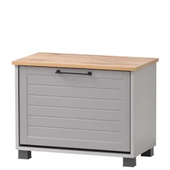 Wohnen Schuhbank mit Klappe in Platingrau & Eiche - Benja